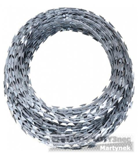 Drát žiletkový, průměr 450mm délka cca 8bm, ZN